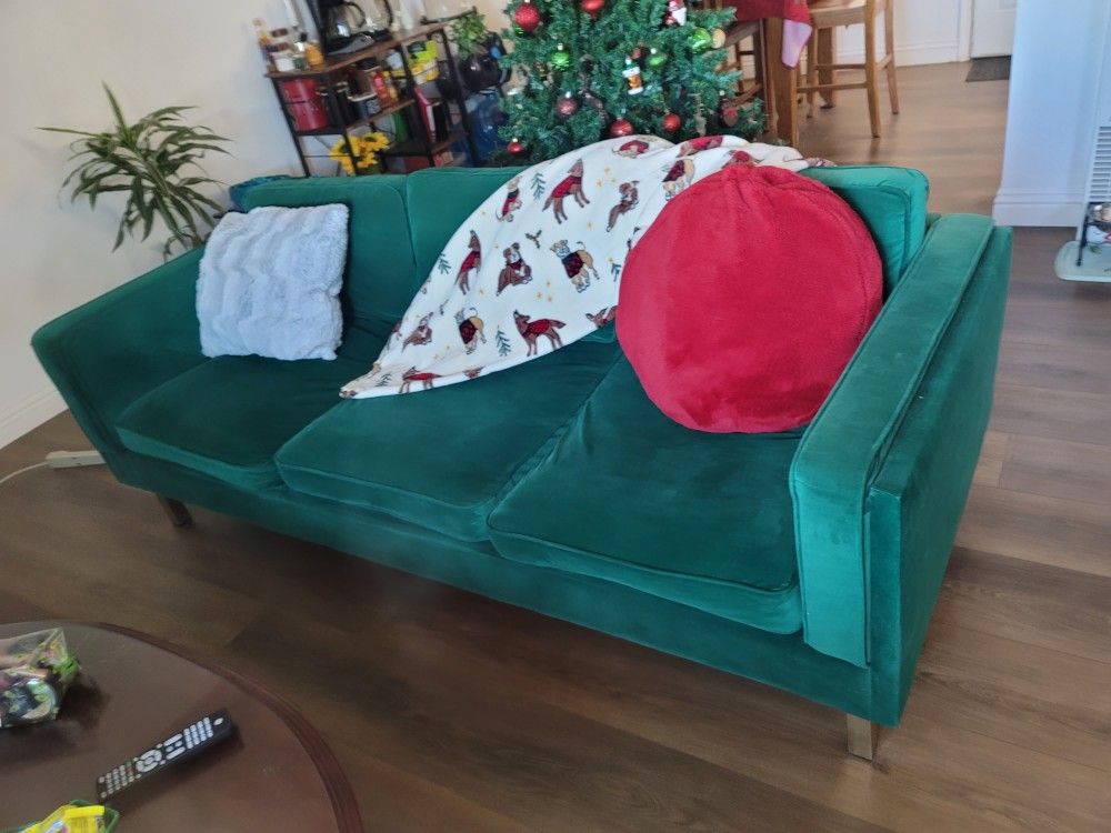 Florina 87" Velvet Square Arm Sofa  