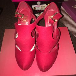 Red suede heels