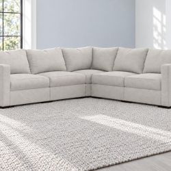 5-Seat / 8-Sides Sectional – LoveSoft Cushions + Oyster Etched Chenille Covers