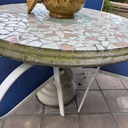 Stone Patio Table With Matching Bench (no Chairs)