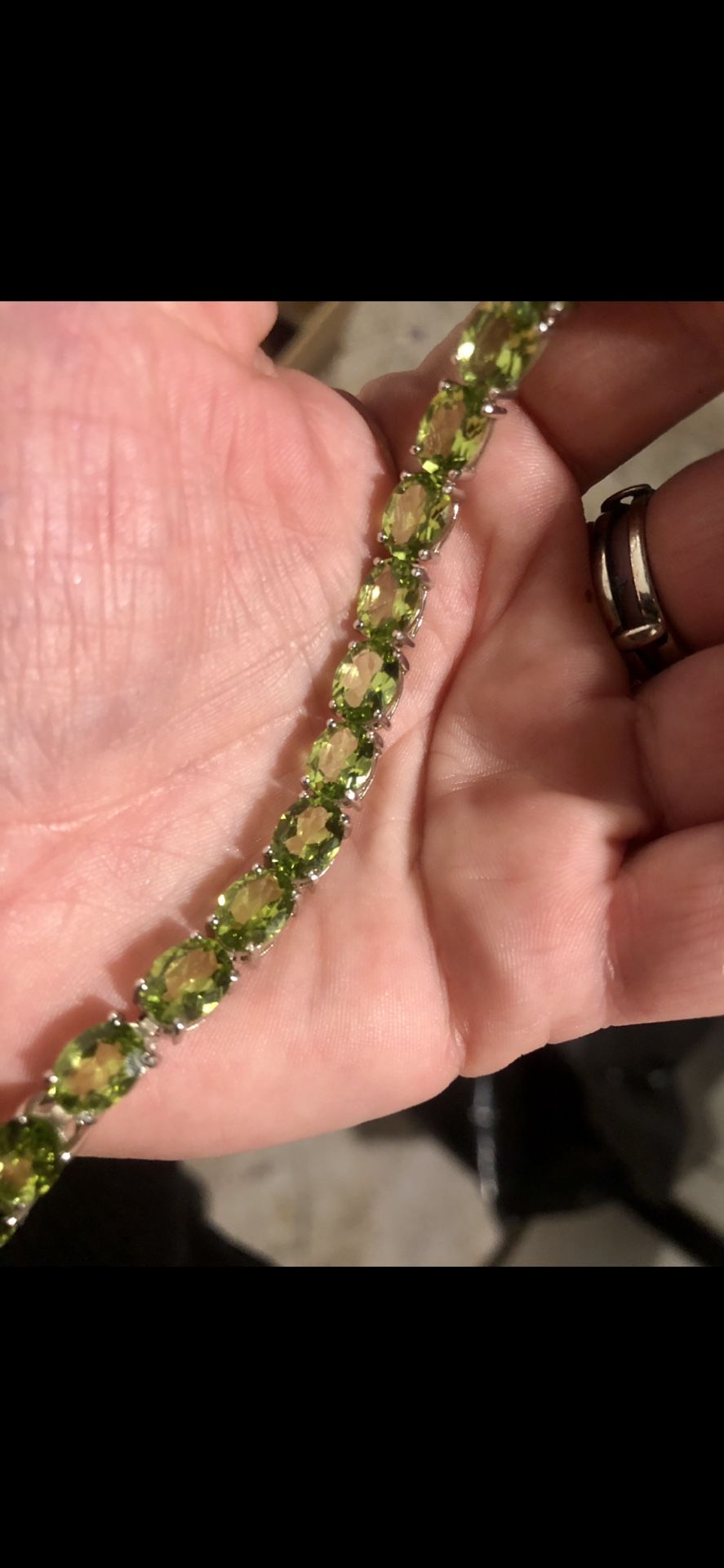 Gorgeous Silver Stamped Peridot Tennis Bracelet!