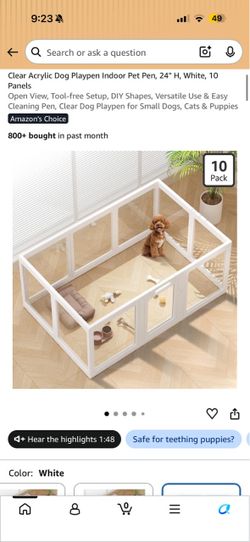 Clear Acrylic Dog Playpen Indoor Pet Pen 10 panels