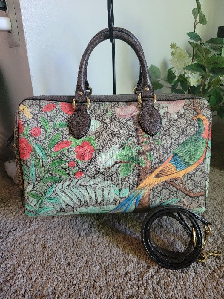 GG Supreme Monogram Tian Medium Boston Beige Multicolor