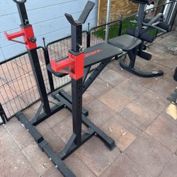 Workout bench, Weights, Punching Bag