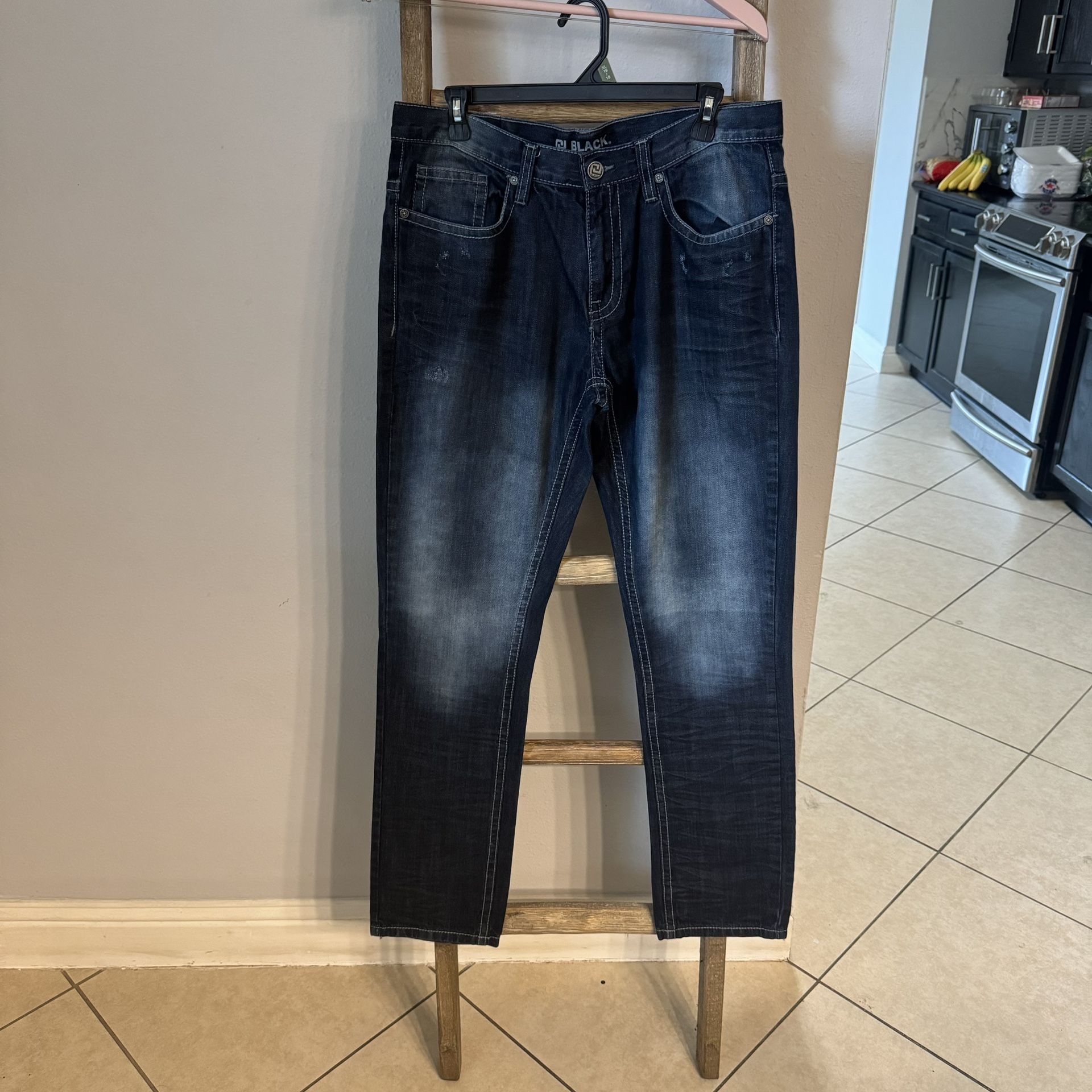 Black Premium Men Slim Fit Blue Denim Jeans Size 34x34 Like new condition