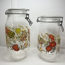 Vintage Glass Canister Storage Jar Made in FRANCE MUSHROOM Spice - -Of Life 1.5L -of life  2 L  Conditions vintage  