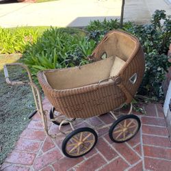Wicker Vintage Doll Stroller 1920's