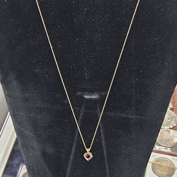 10k Gold Gold Chain with Diamond Heart Pendant