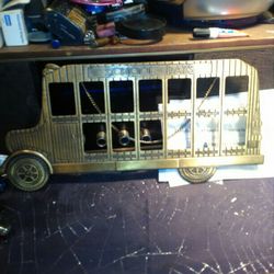 Solid Brass Picture Frame School Bus