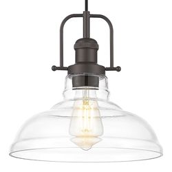 FEMILA Vintage Pendant Lighting Farmhouse Schoolhouse Hanging Light Fixture 4FY09-MP ORB Oil Rubbed Bronze Finish, Clear Glass Shade, Adjustable Heigh