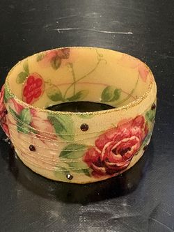Iris Design Rose Garden Floral Bangle Bracelet Handcrafted by Artisan Iris Braunstein in Isreal