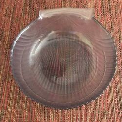 Large 6" diameter Frosted Glass Lilac / Lavender Shell Dish / Bowl