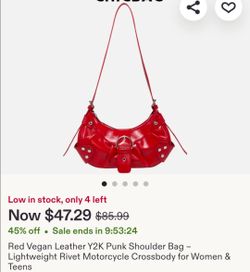 Red Vegan Punk Shoulder Bag.