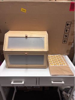 Large Double-Layer Bamboo Bread Box with Clear Door – Farmhouse Countertop Storage