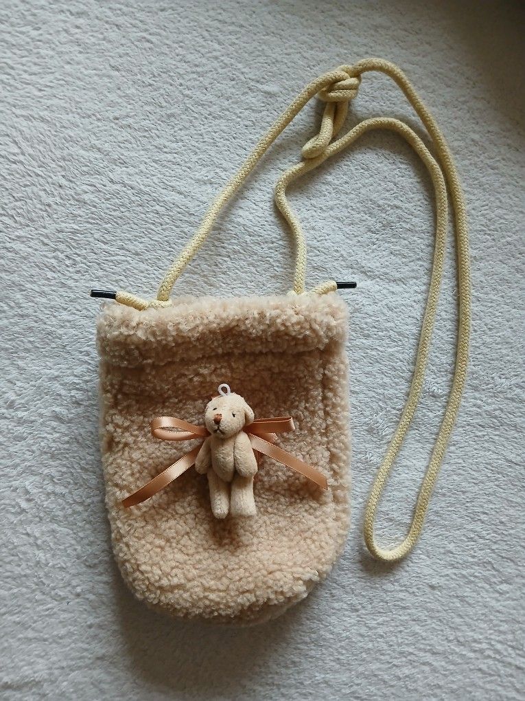 NEW Teddy Bear Sherpa Plush Animal Crossbody Bag Shoulder Purse Handbag