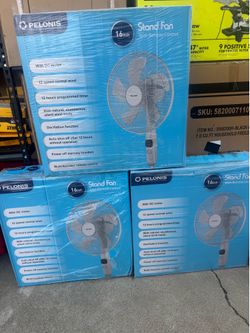 Pelonis 16" 12-Speed Oscillating Pedestal Fan, Ultra Quiet, Remote