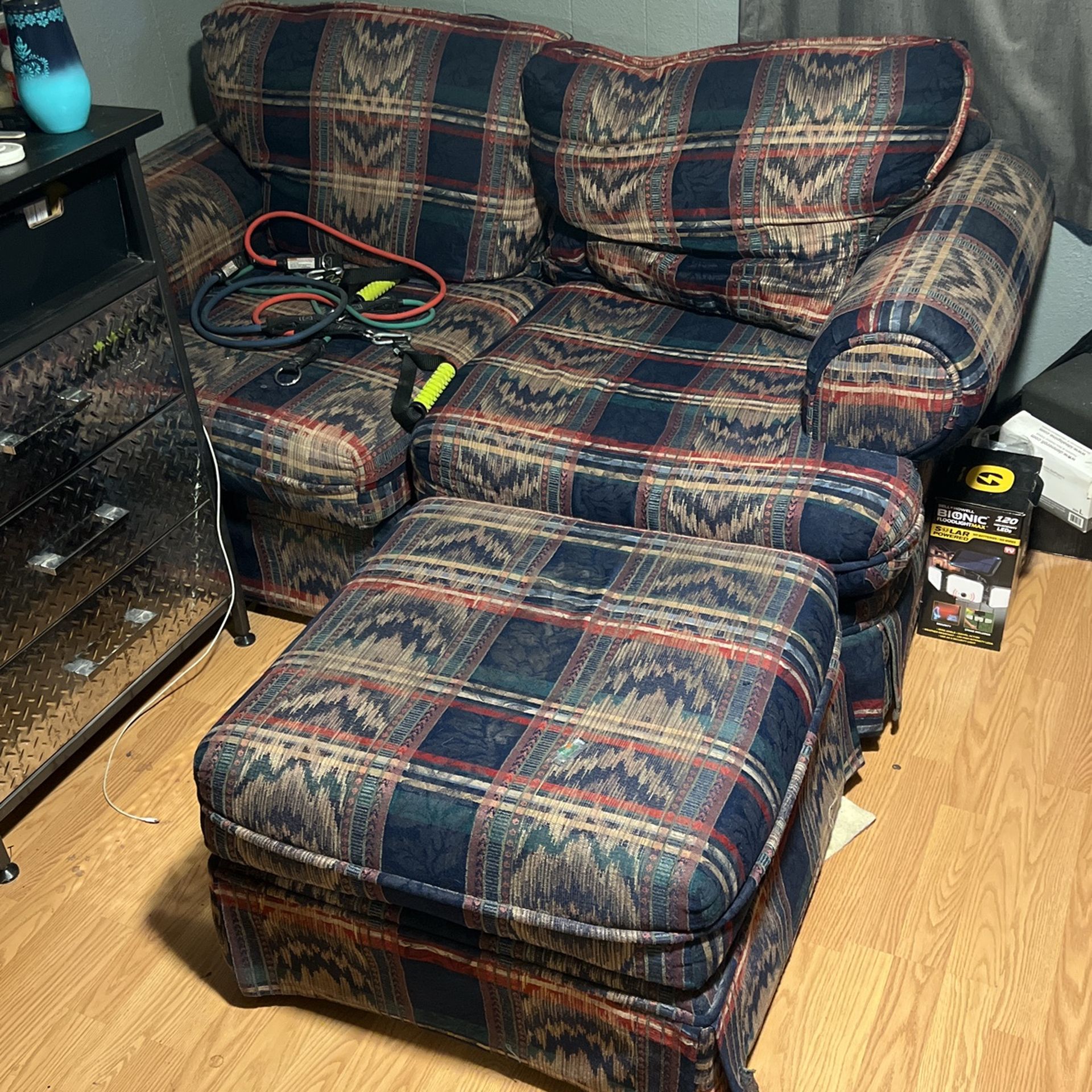 Small Couch And Foot Rest. 