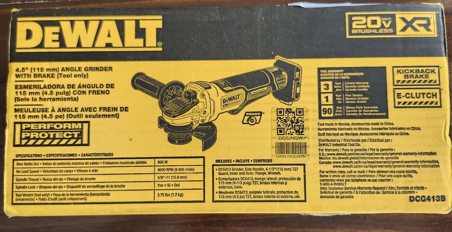 Dewalt 20V XR Angle Grinder DCG413B Tool only