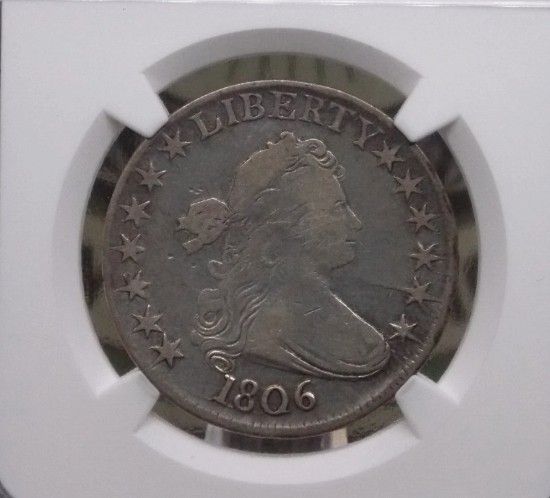 1806 Draped BUST Half Dollar POINTED 6, NO STEM 50c