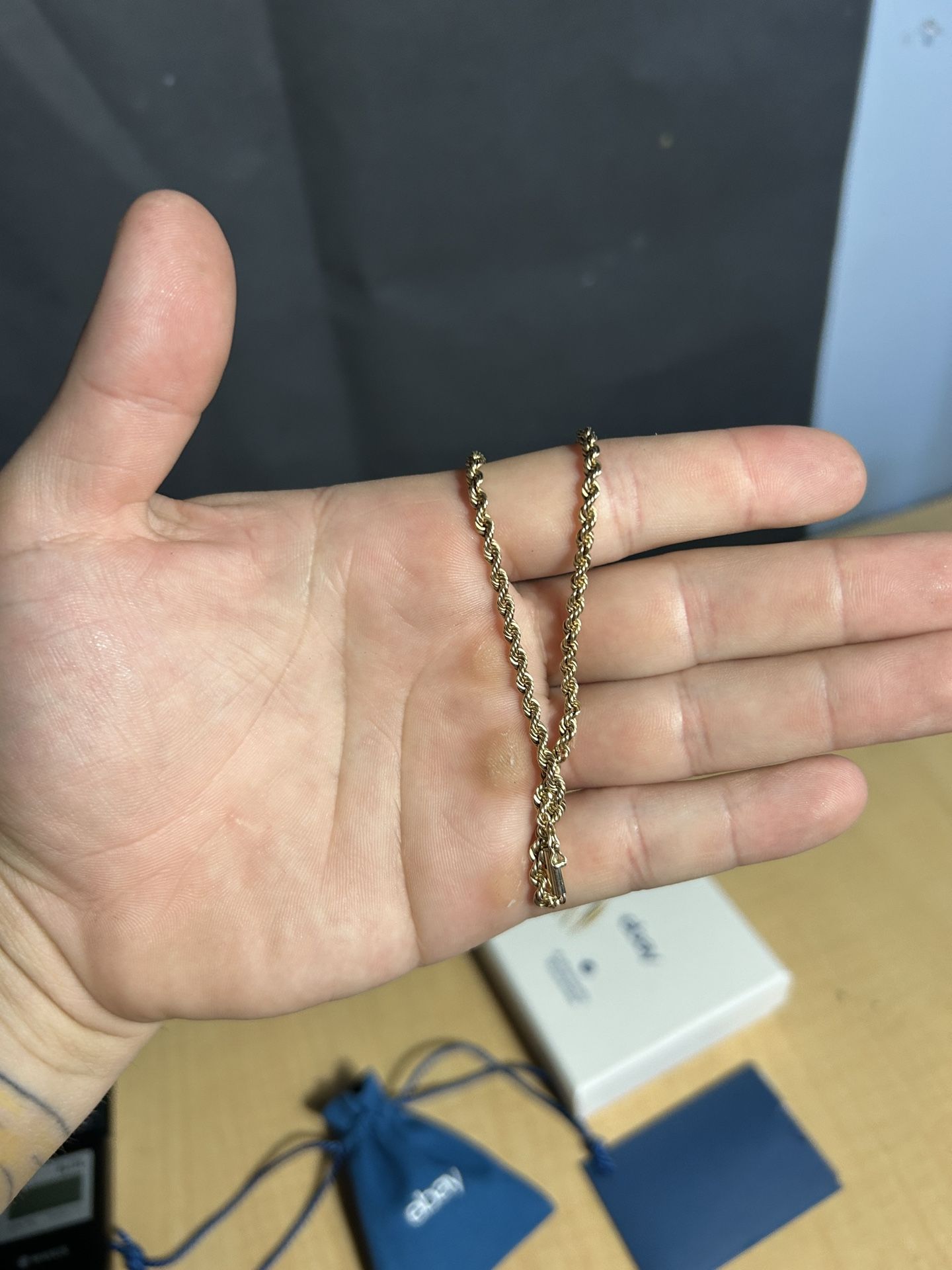 Solid 14k Yellow Gold Rope Chain 18" 3mm 15 Grams Diamond Cut