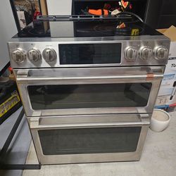 Café - 6.7 Cu. Ft. Slide-In Double Oven Electric True Convection Range with Built-In Wi-Fi, Customizable - Stainless Steel