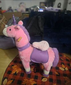 Large Pink Plush Ride-On Unicorn