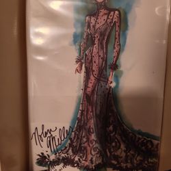 Nolan Miller Autographed Drawing And Collective Barbie