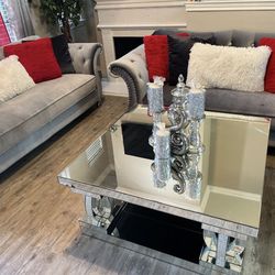 MOVING SALE!! Grey Couch Set With Diamond Studs