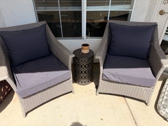 Outdoor Wicker Patio Chairs with Cushions – Set of 2
