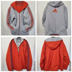 Adidas Reversible Coat Orange And Grey