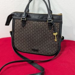 NWT Fossil Ryder Black/Brown Logo Satchel Bag

Shoulder Women Purse Medium Size 