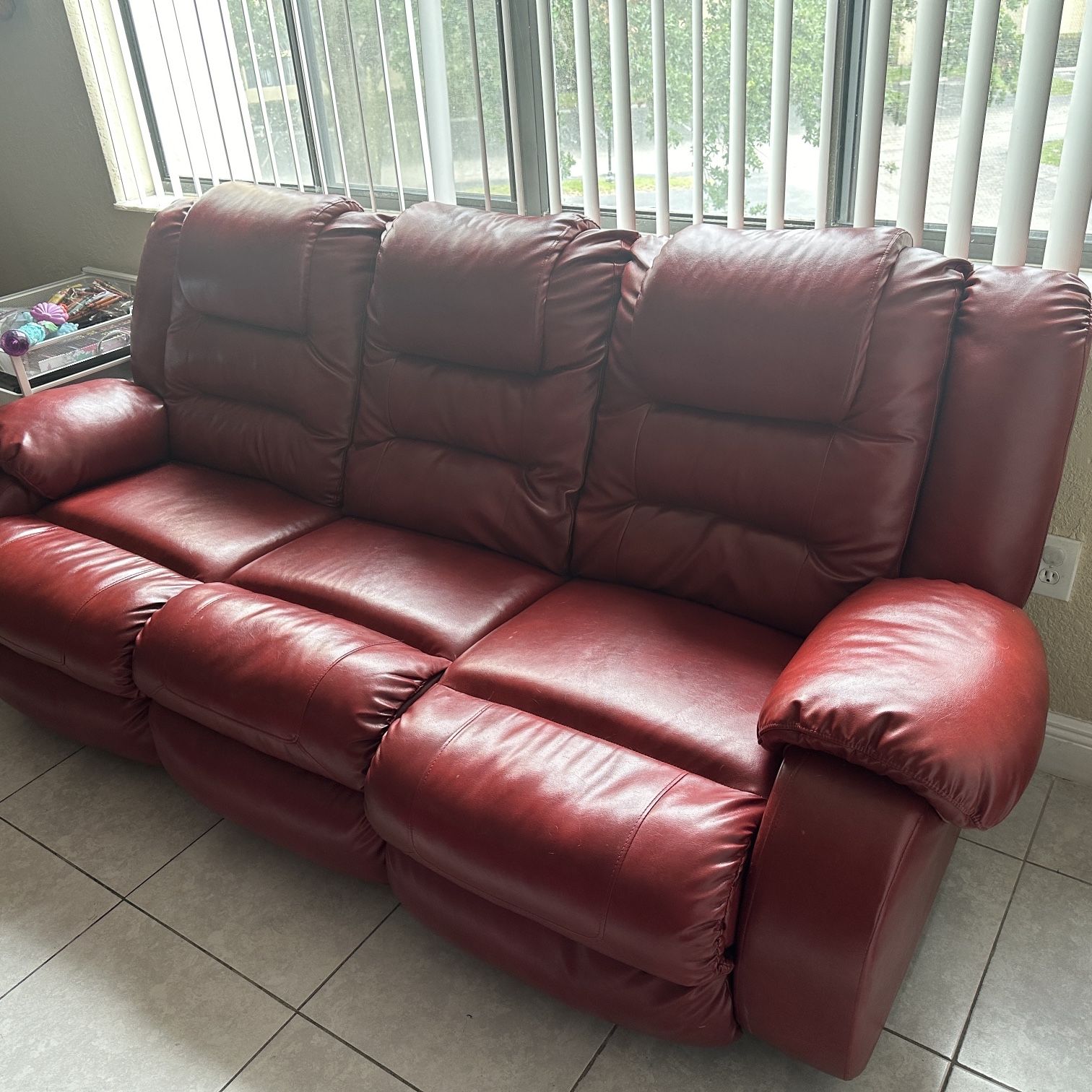 Red Faux Leather Reclining Sofas