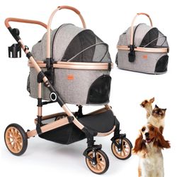 Pet Stroller for Medium Dogs, Smooth-Ride Dog Stroller with Detachable Carrier, Rubber Wheels, Car Seat Combo 3-in-1, Up to 50 lbs#2359MT2