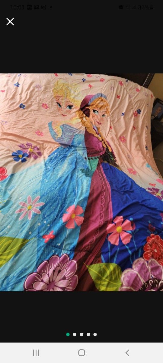 Pre-owned Disney Frozen Microfiber Twin Size Reversible Comforter Bedset