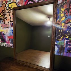 Large 31” x 43” Mirror – Refinished in Dark Walnut