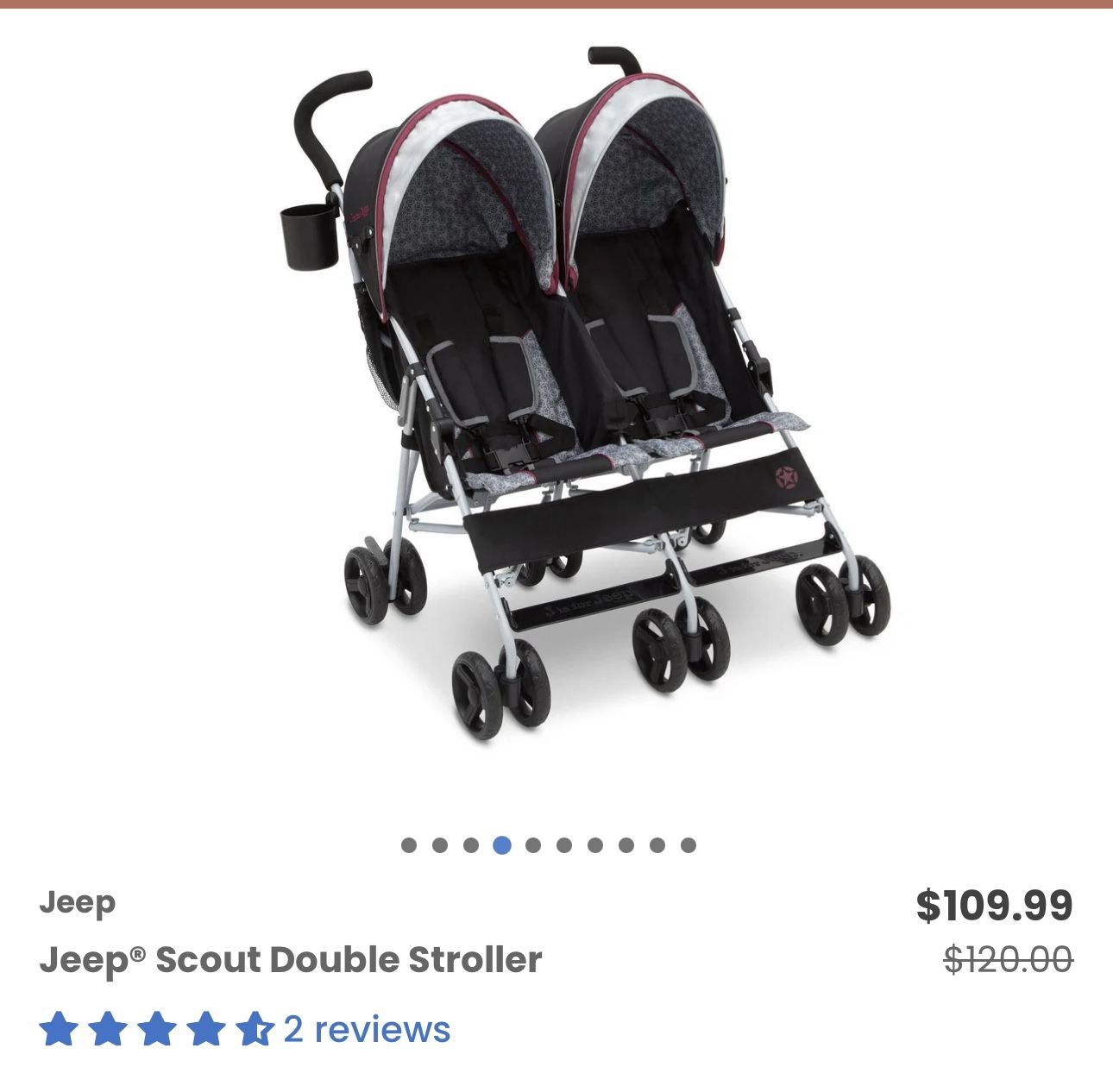 New Jeep Scout Double Stroller 