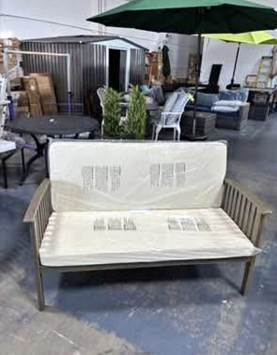 New Assembled Outdoor Sofa Bench Outdoor Acacia Wood Loveseat Chair