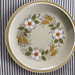 Vintage Japanese Hand painted Stoneware Dinner Plate 