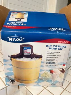 Electric Ice Cream Yogurt Maker Freezer #8550 Wood Bucket 5 Qt