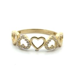 Woman’s Ladies 10k Yellow Gold CZ Cubic Zirconia Heart Band Ring Size 7.5 GP3126675