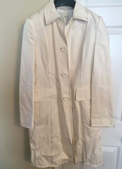 Banana Republic White Knee Length Jacket Medium