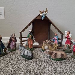 Vintage Christmas Nativity Set Hand Painted In Japan