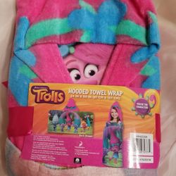 Brand New Trolls Hooded Towel Wrap 24"x50 "