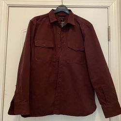 New! Banana Republic Men’s Burgundy Organic Cotton Shirt Jacket Shacket Large