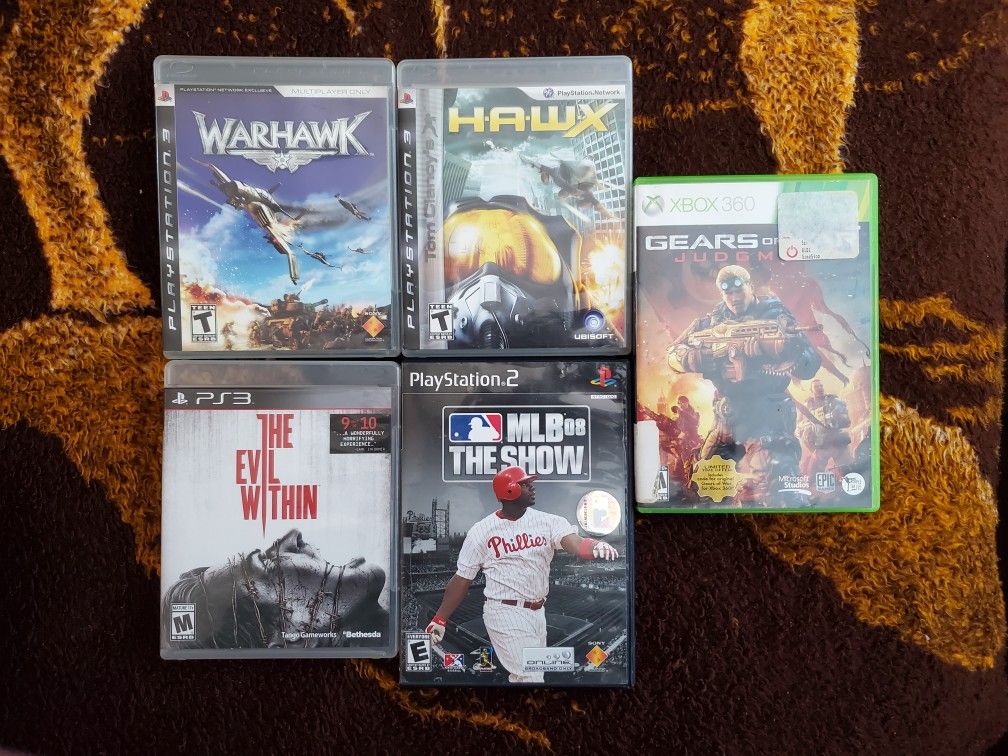 Ps3 Xbox 360 Ps2 Video Games Lot Bundle Warhawk The Evil Within And Gears Of War