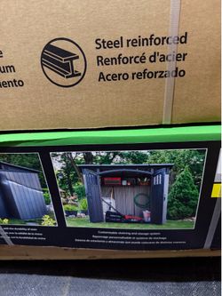 Lifetime Lockable DIY Polyethylene Modern Storage Shed, 236.6 sq. ft., 8'X 5', Gray