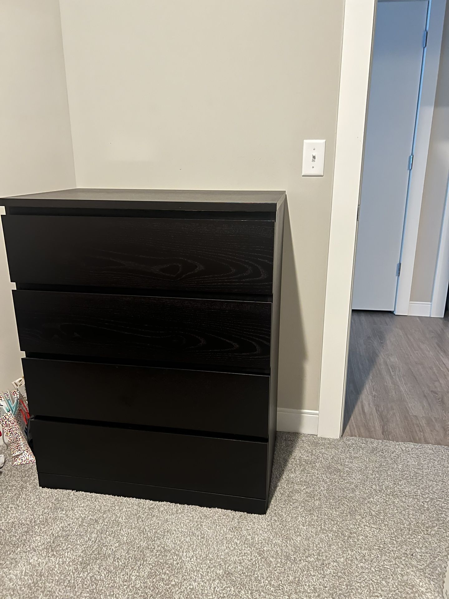 4-drawer Chest. Dark Brown. 27 1/2 X 18 7/8 X 38 5/8 “