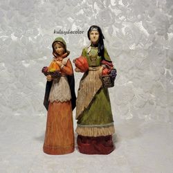 Harvest Figurine Set of 2 Hand Painted Resin Fall Thanksgiving Farmhouse Decor