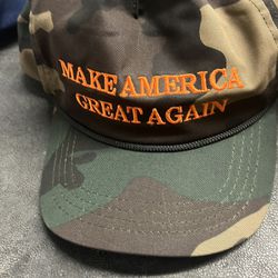 MAGA Hat by Cali-Fame.  Camo Orange Letters Make America Great Again!