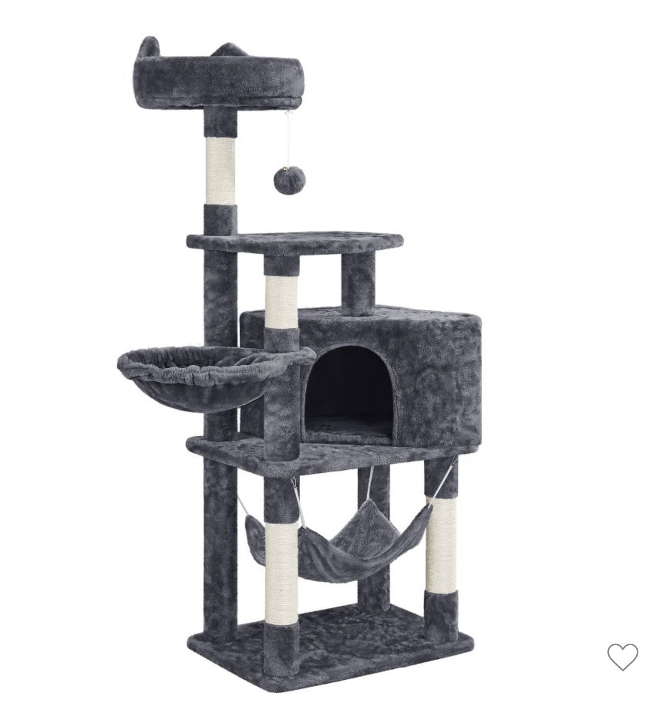 55"-4-Level Cat Tree with Plush Perch - Dark Gray